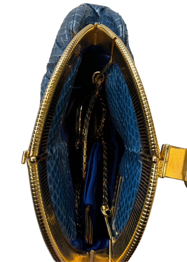 Judith Leiber Blue Snakeskin Handbag
