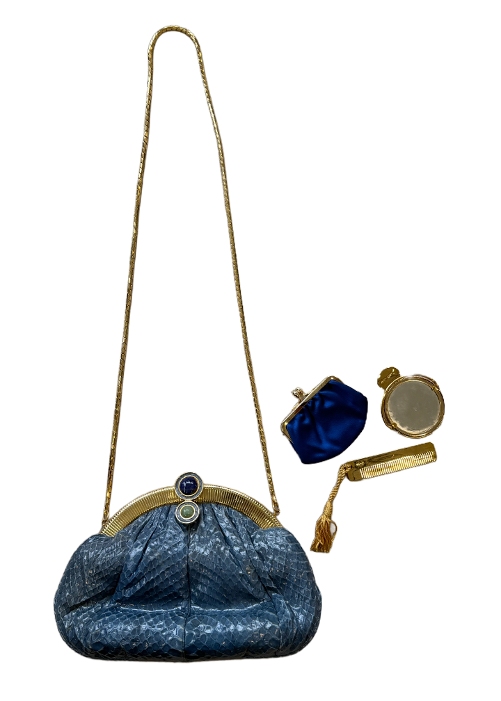 Judith Leiber Blue Snakeskin Handbag