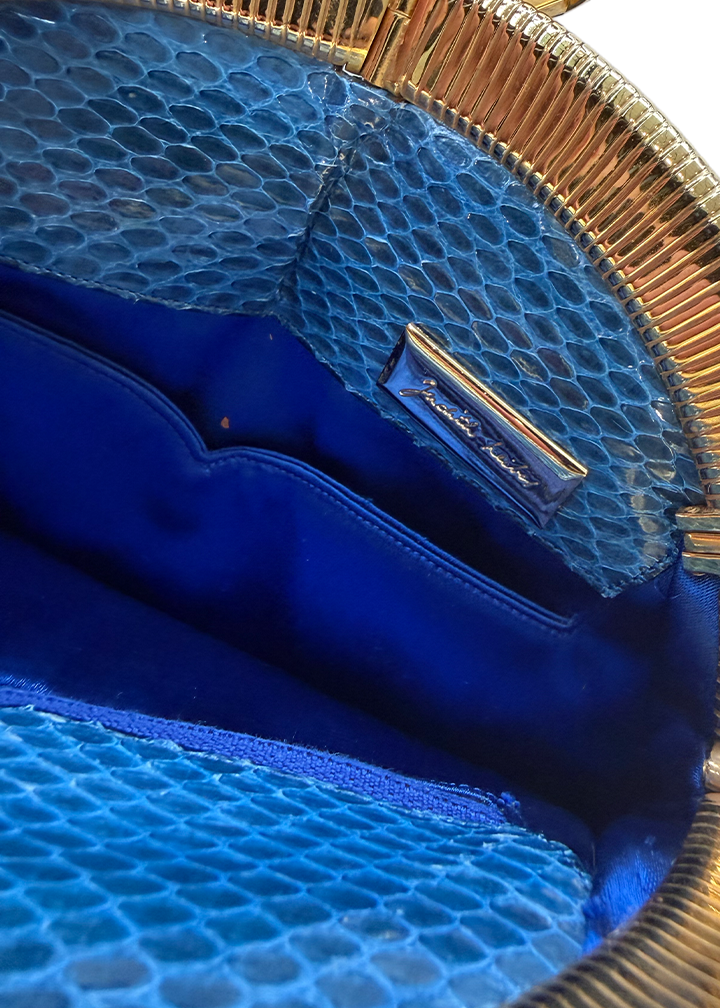 Judith Leiber Blue Snakeskin Handbag