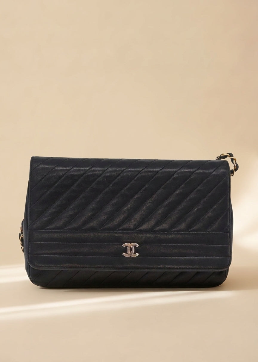Chanel Black Chevron Stitch Flap Bag cover