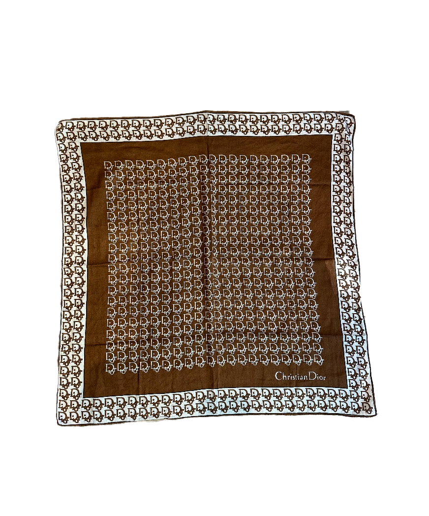 Dior Brown and White Printed Scarf