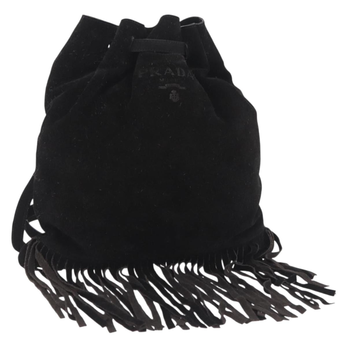 Prada Black Suede Fringe Backpack