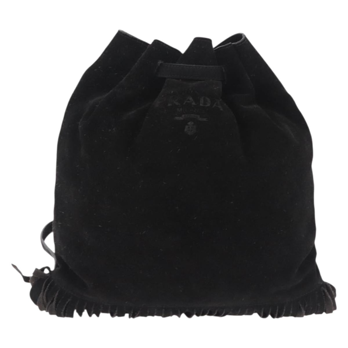 Prada Black Suede Fringe Backpack