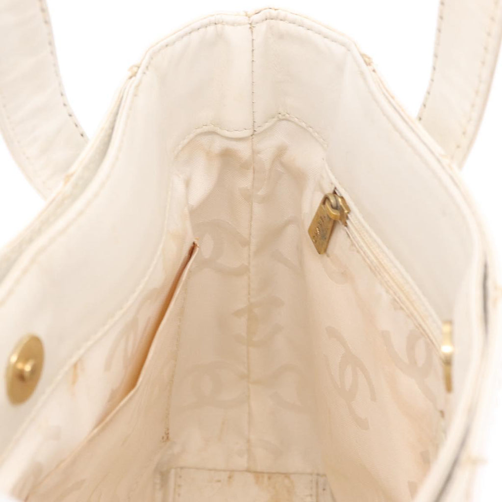 Chanel White Quilted Tote