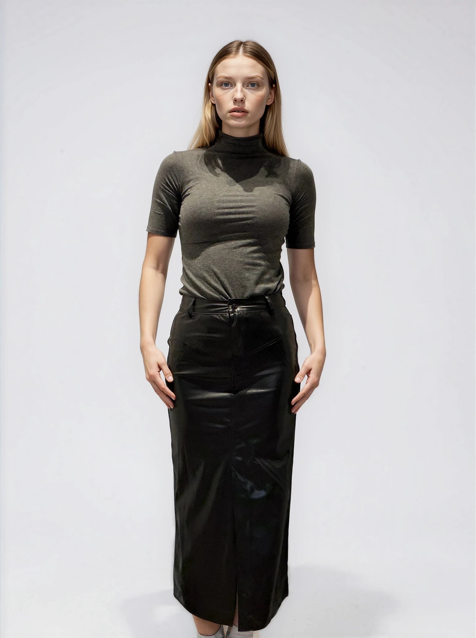 Isabel Marant Black Faux Leather Midi Skirt