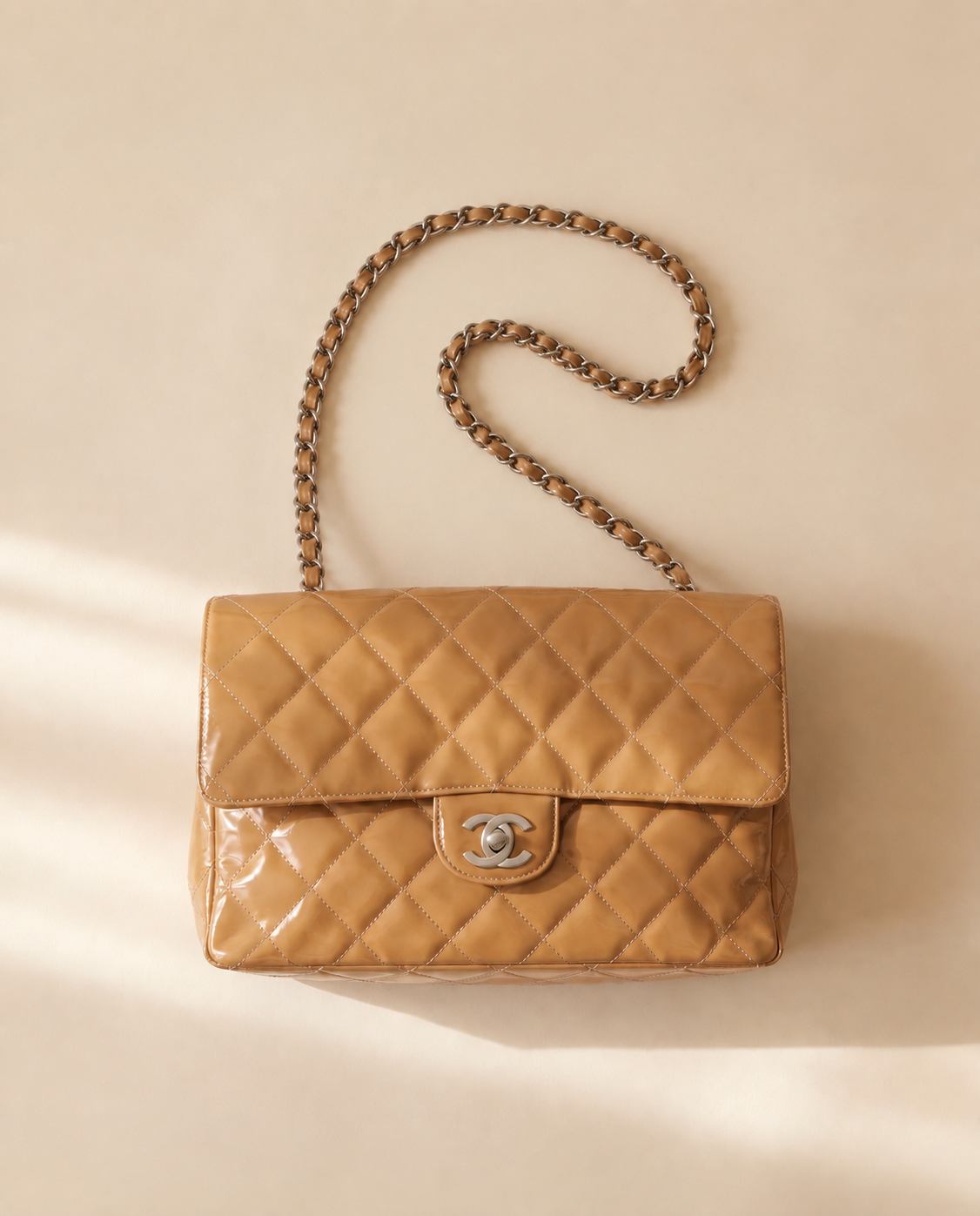 Chanel Tan Patent Flap Bag