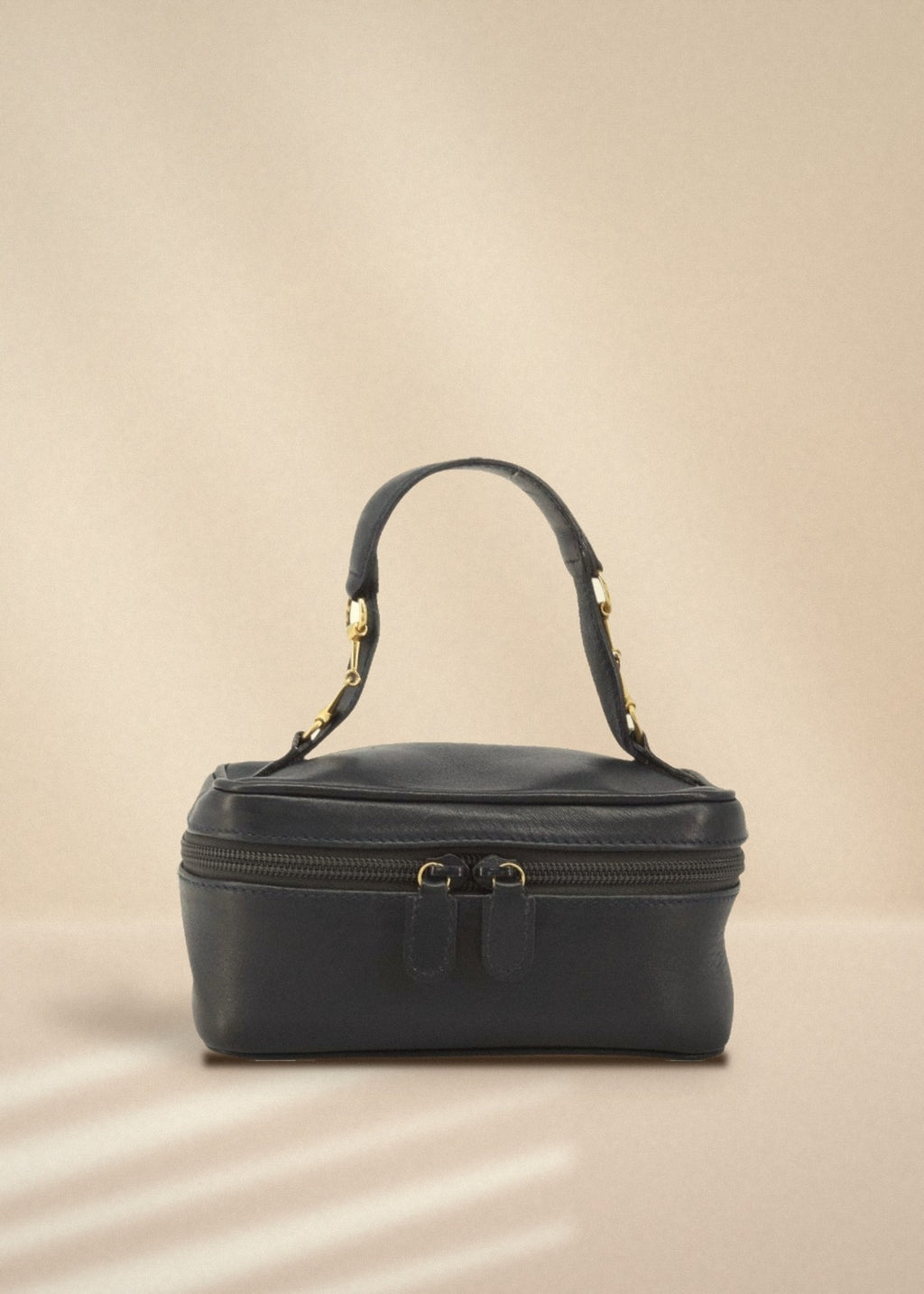 Gucci Navy Leather Horsebit Vanity Bag cover