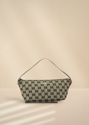 Gucci Navy GG Canvas Boat Pochette