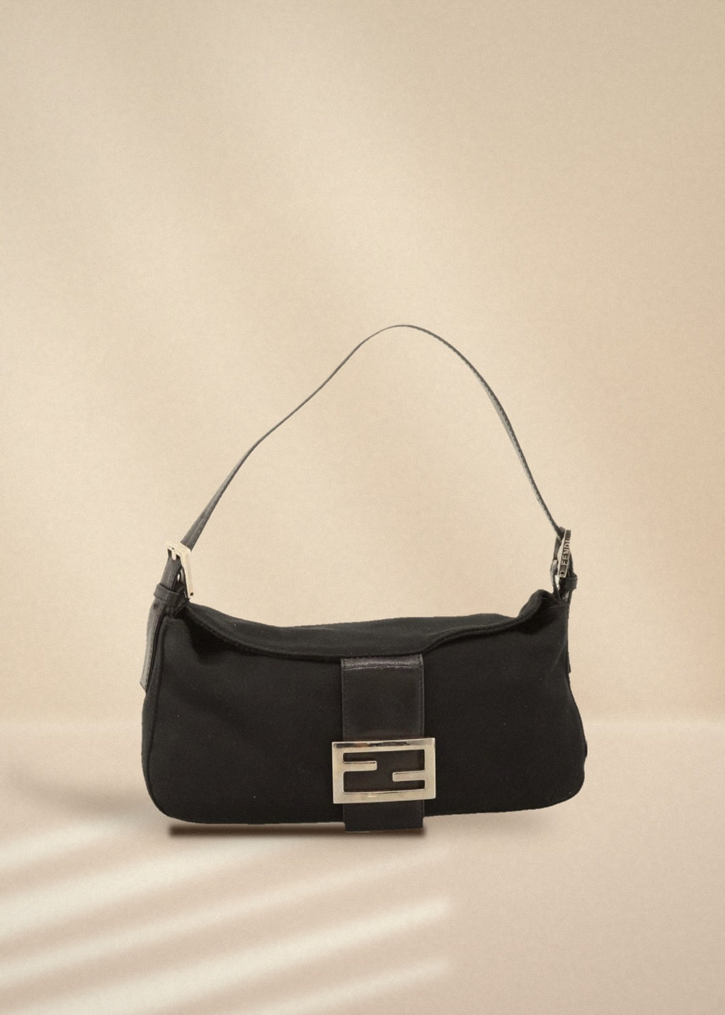 Fendi Black Nylon Rounded Baguette cover