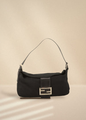 Fendi Black Rounded Baguette