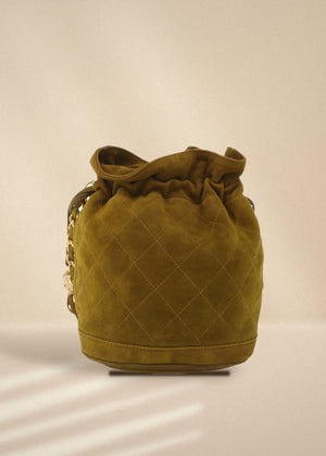 Chanel Green Suede Tassel Shoulder Bag