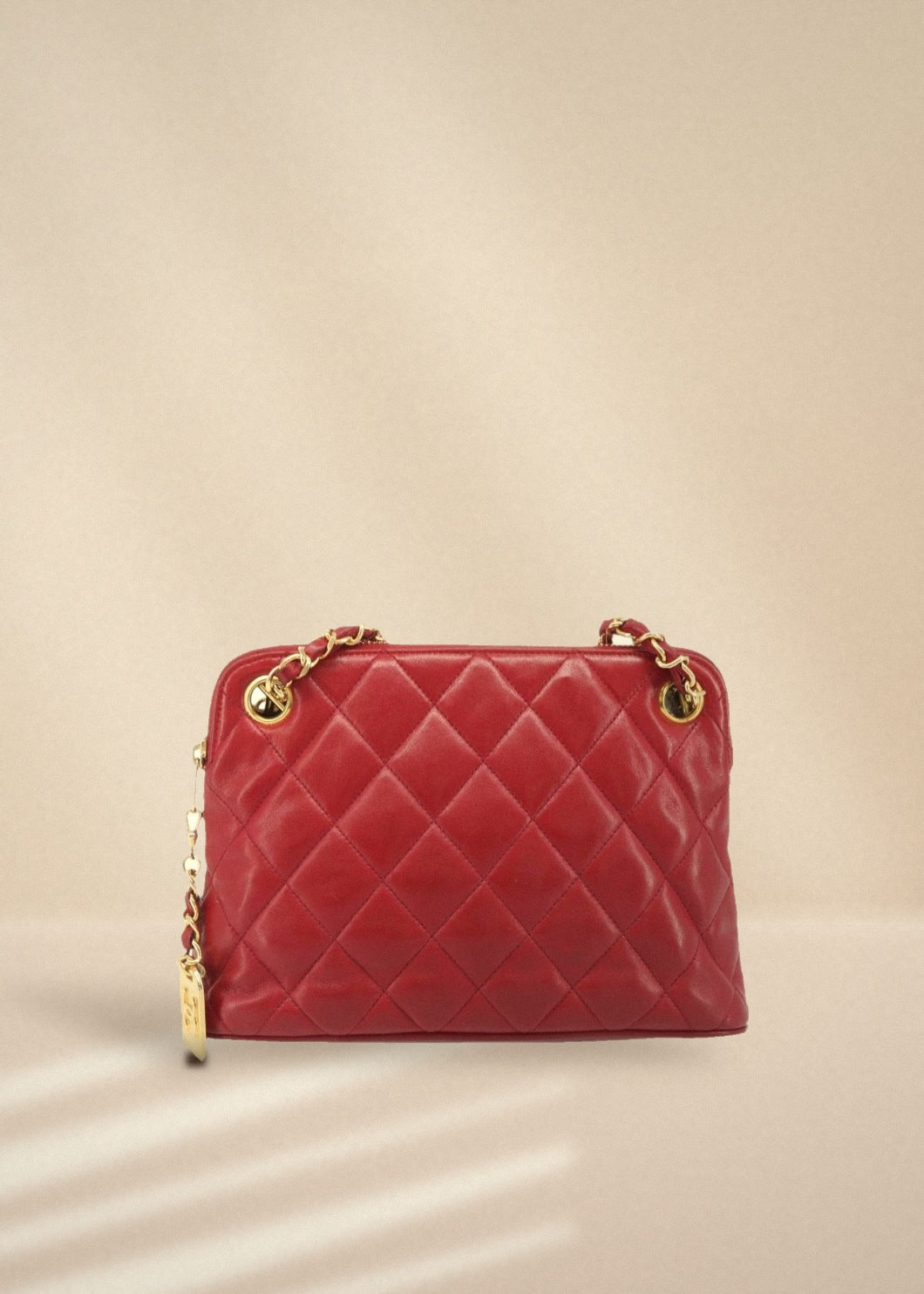 Chanel Red Quilted Lambskin Shoulder Bag cover
