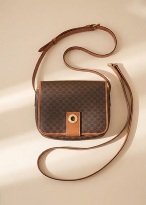 Celine Brown Macadam Shoulder Bag