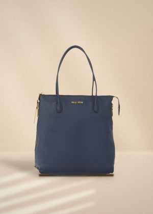 Miu Miu Blue Leather Tote