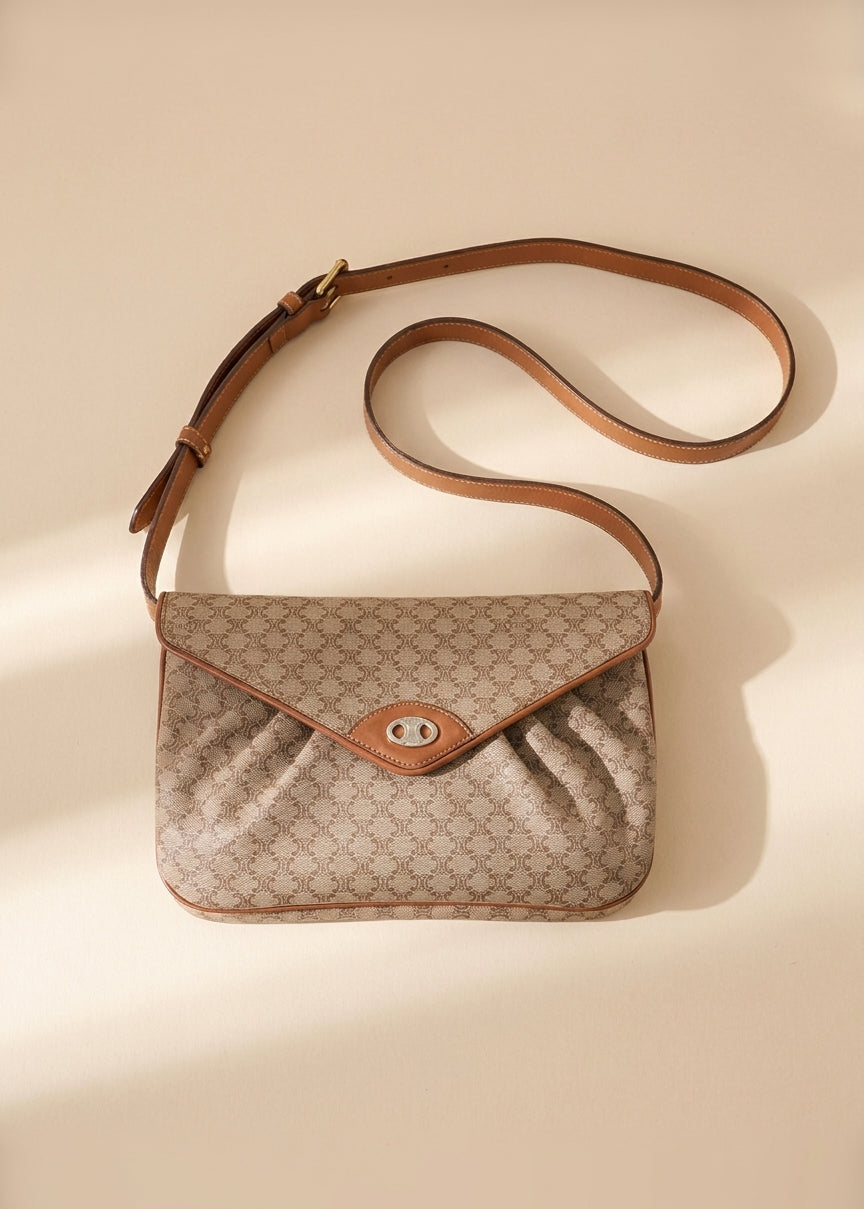 Celine Beige Macadam Shoulder Bag cover
