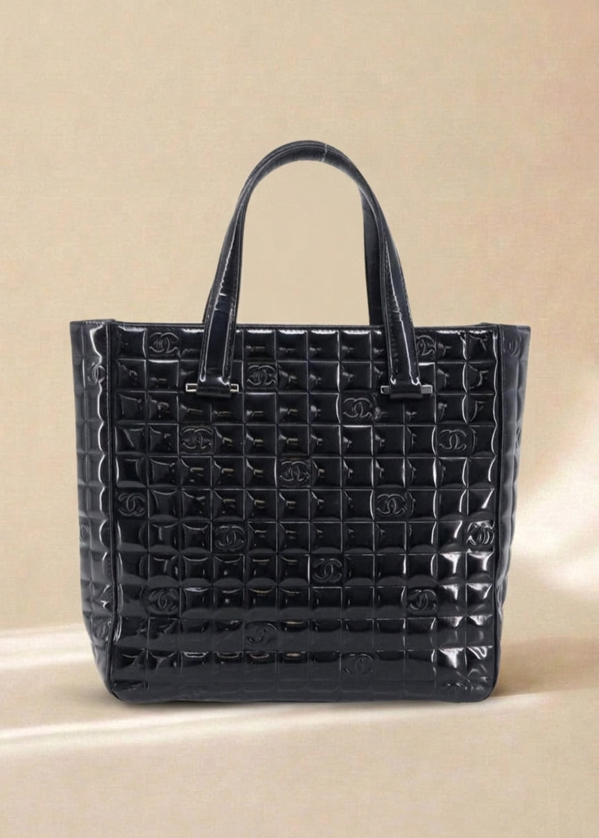 Chanel Black Patent Chocolate Bar Handbag cover