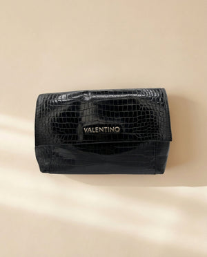 Mario Valentino Black Croc Embossed Crossbody