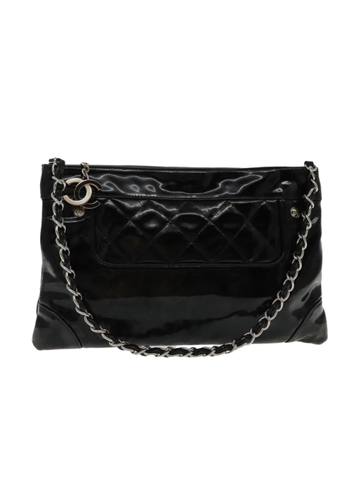 Chanel Quilted Black Patent Shoulder Bag