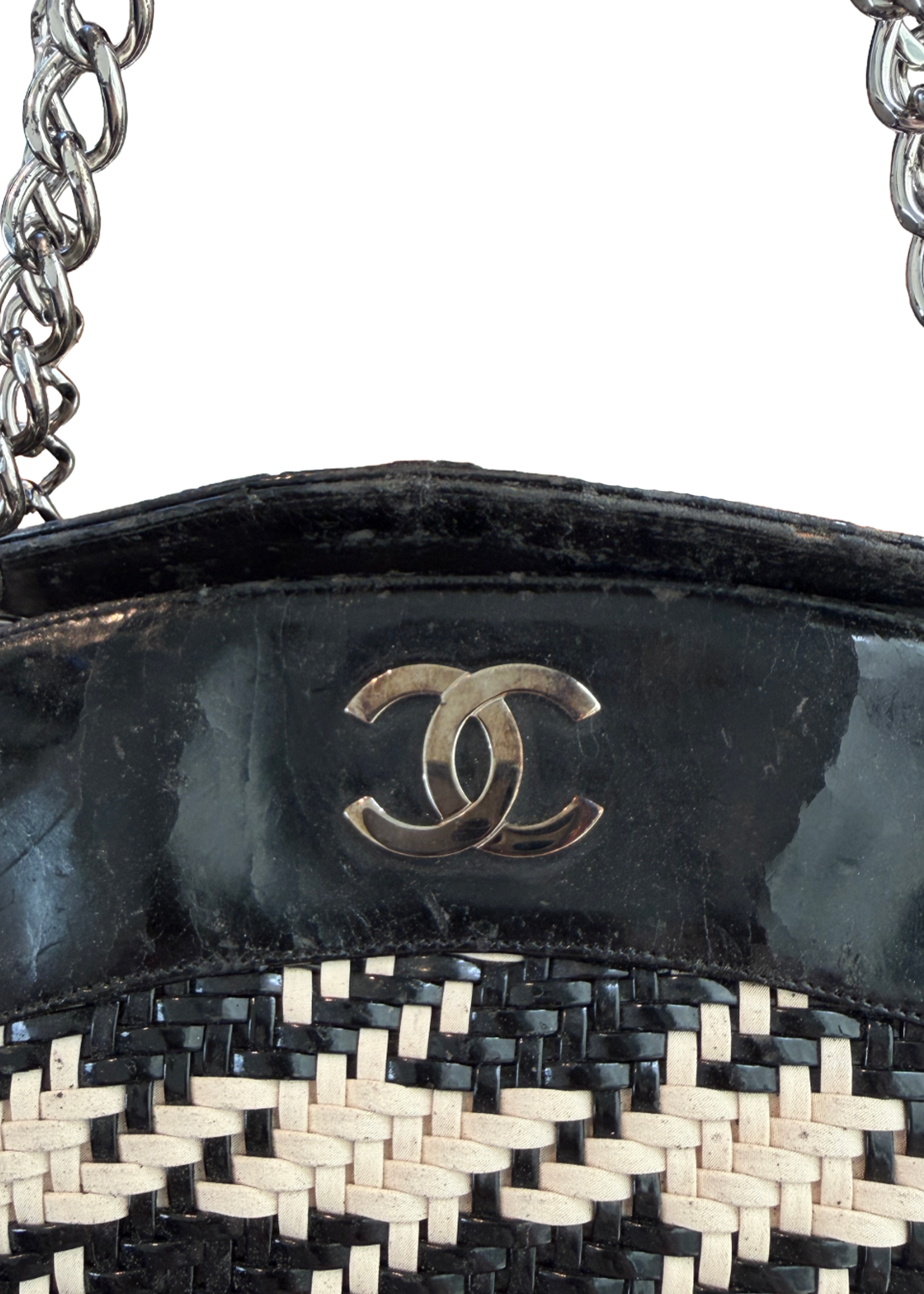 Chanel Black and White Woven Handbag