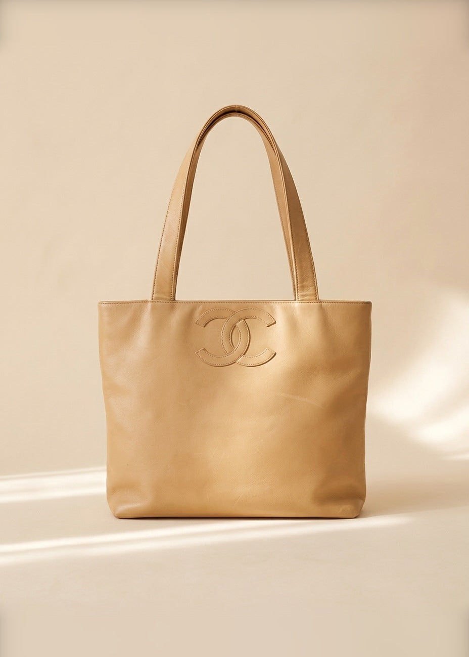 Chanel Beige Leather CC Tote cover