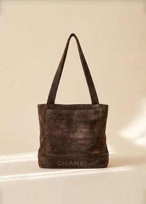 Chanel Brown Suede Logo Tote