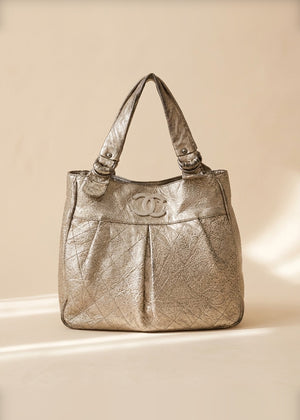 Chanel Gold Metallic Leather Le Marais Tote