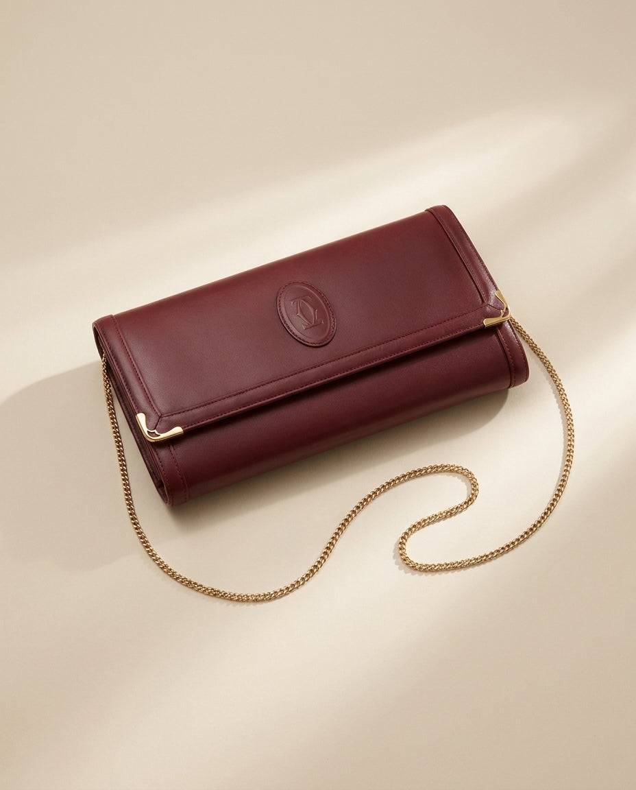 Cartier Burgundy Chain Shoulder Bag