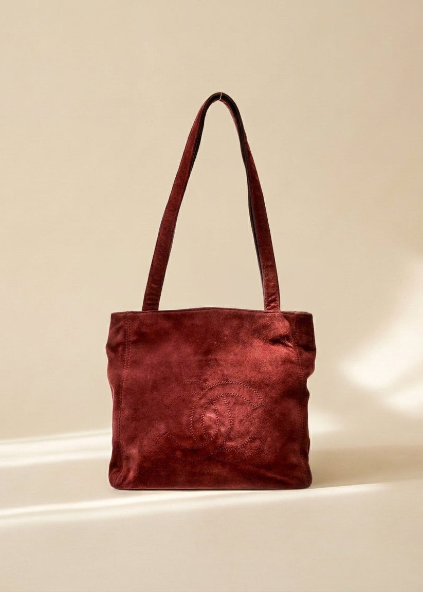 Chanel Burgundy Suede Tote