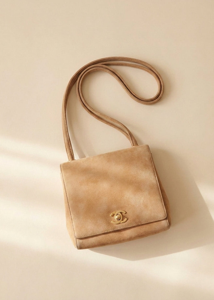 Chanel Pink Suede Flap Bag