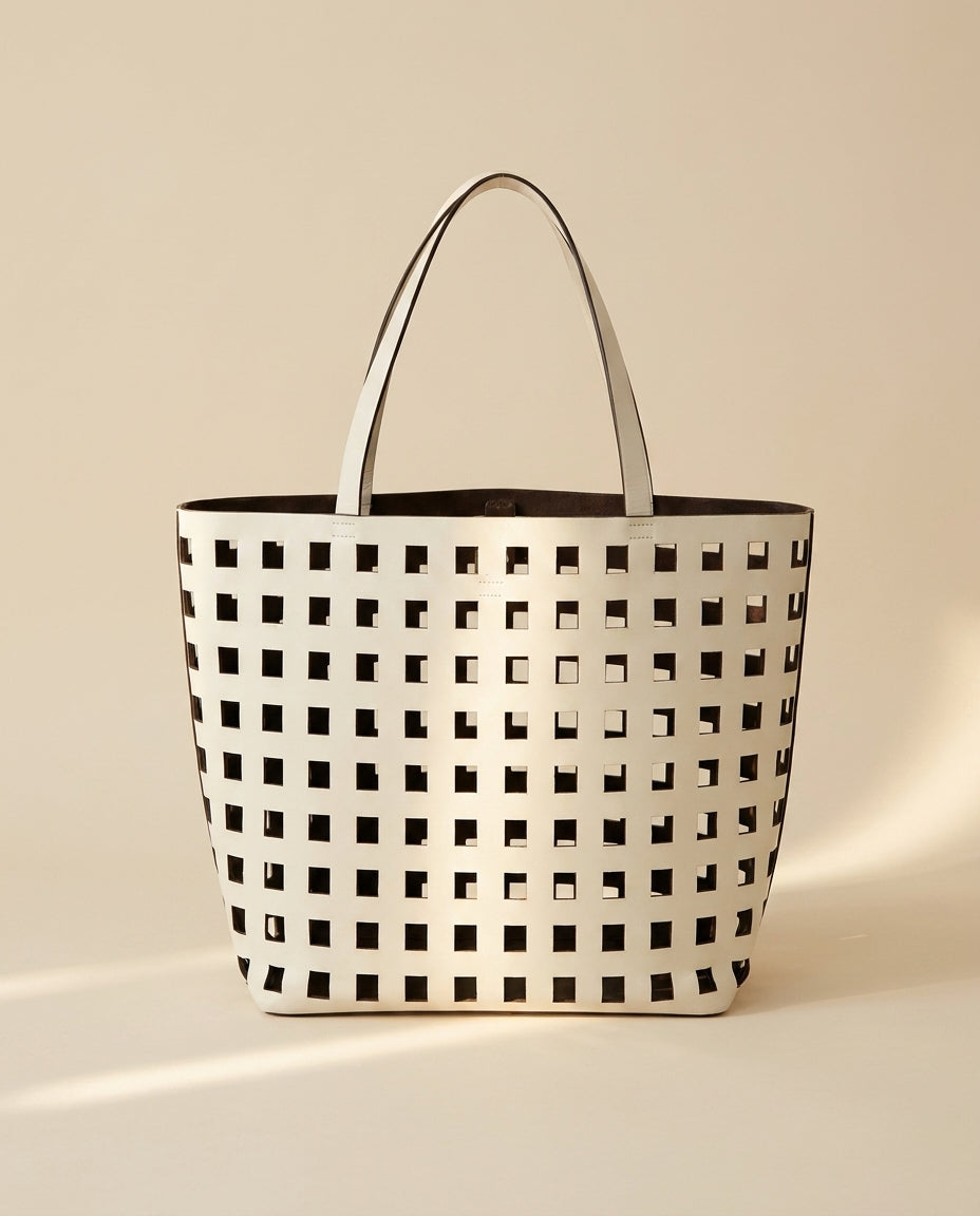 Prada White Lasercut Tote