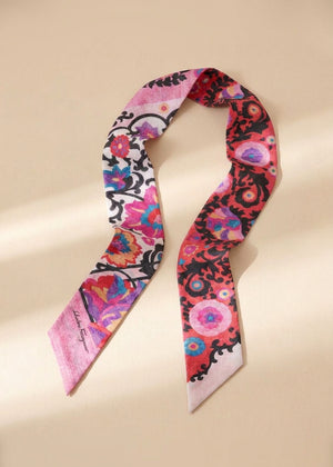 Ferragamo Pink and Red Printed Twilly