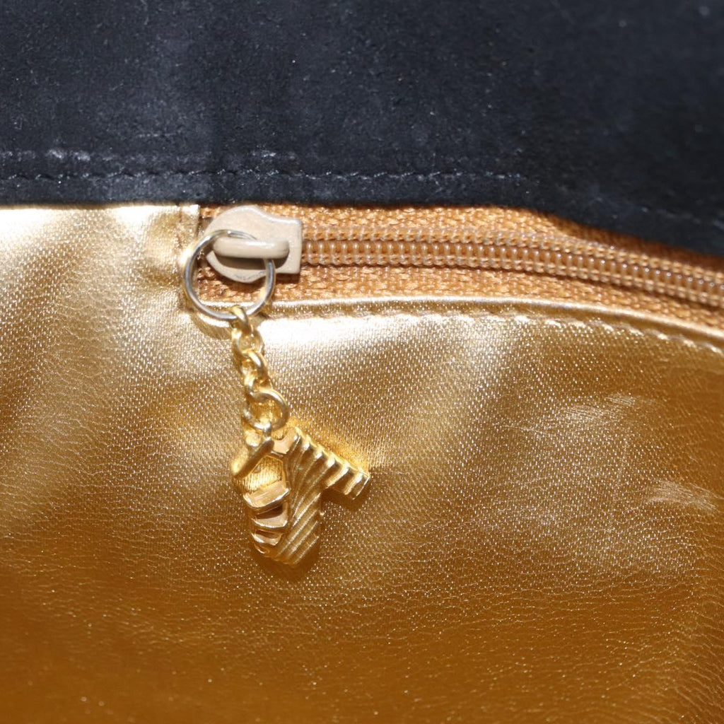 Salvatore Ferragamo Suede Shoulder Bag zipper pull gold horse charm