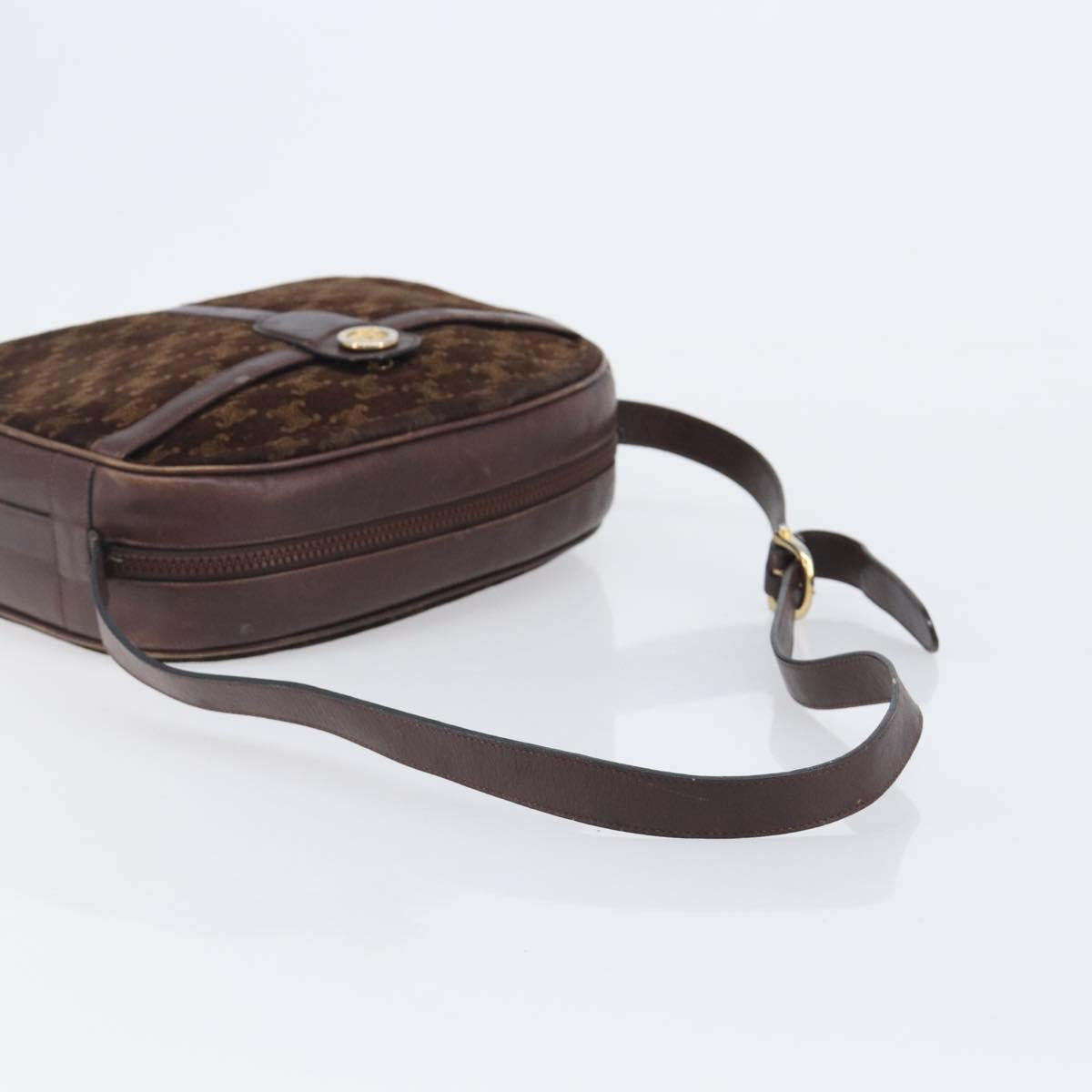 Celine Brown Suede Shoulder Bag strap buckle