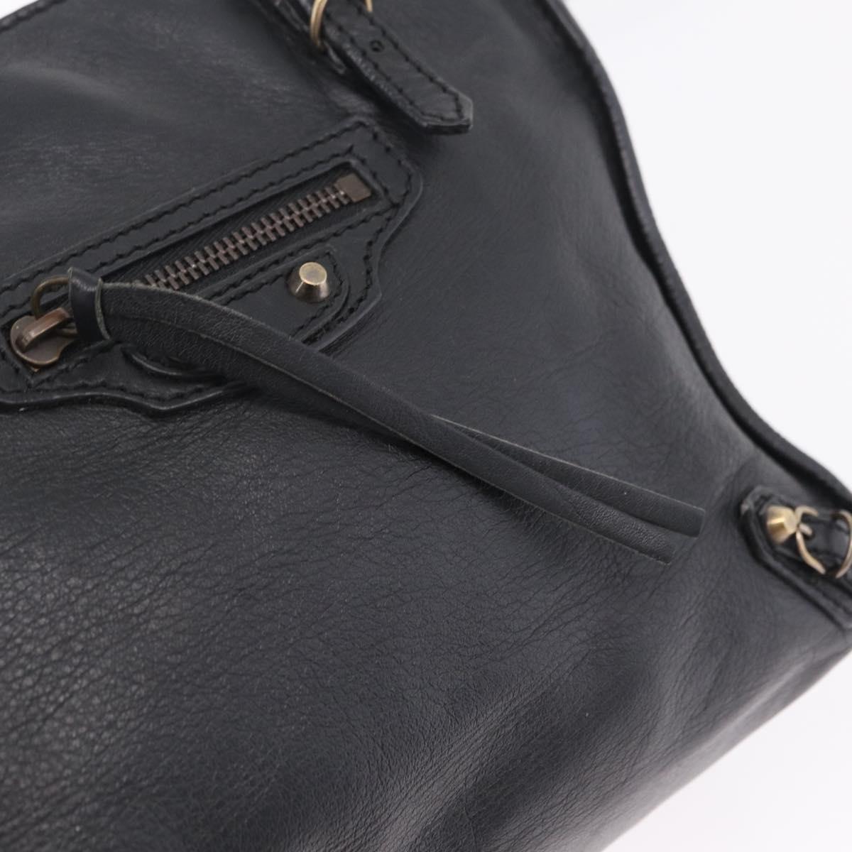 Balenciaga Black Leather Tote front pocket zipper pull