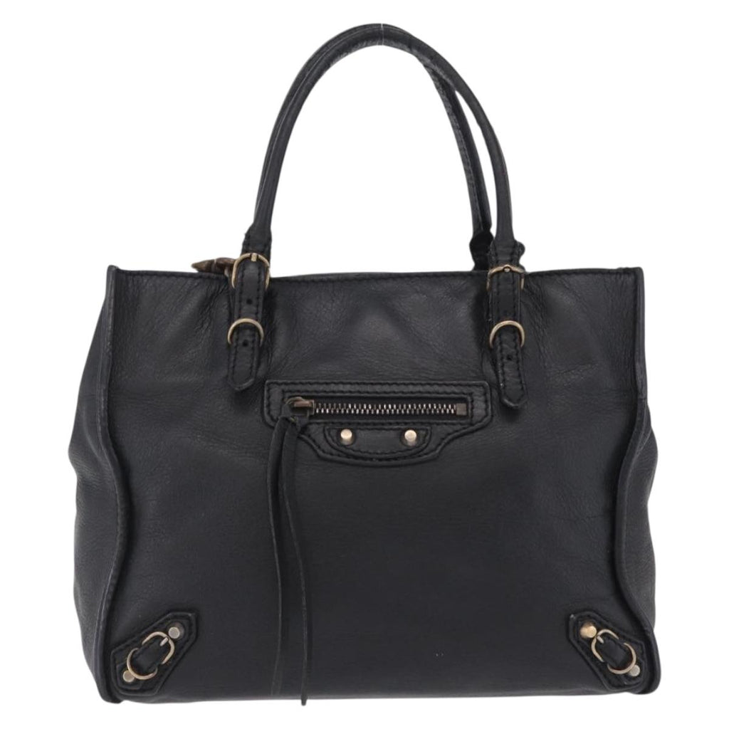 Balenciaga Black Leather Tote front