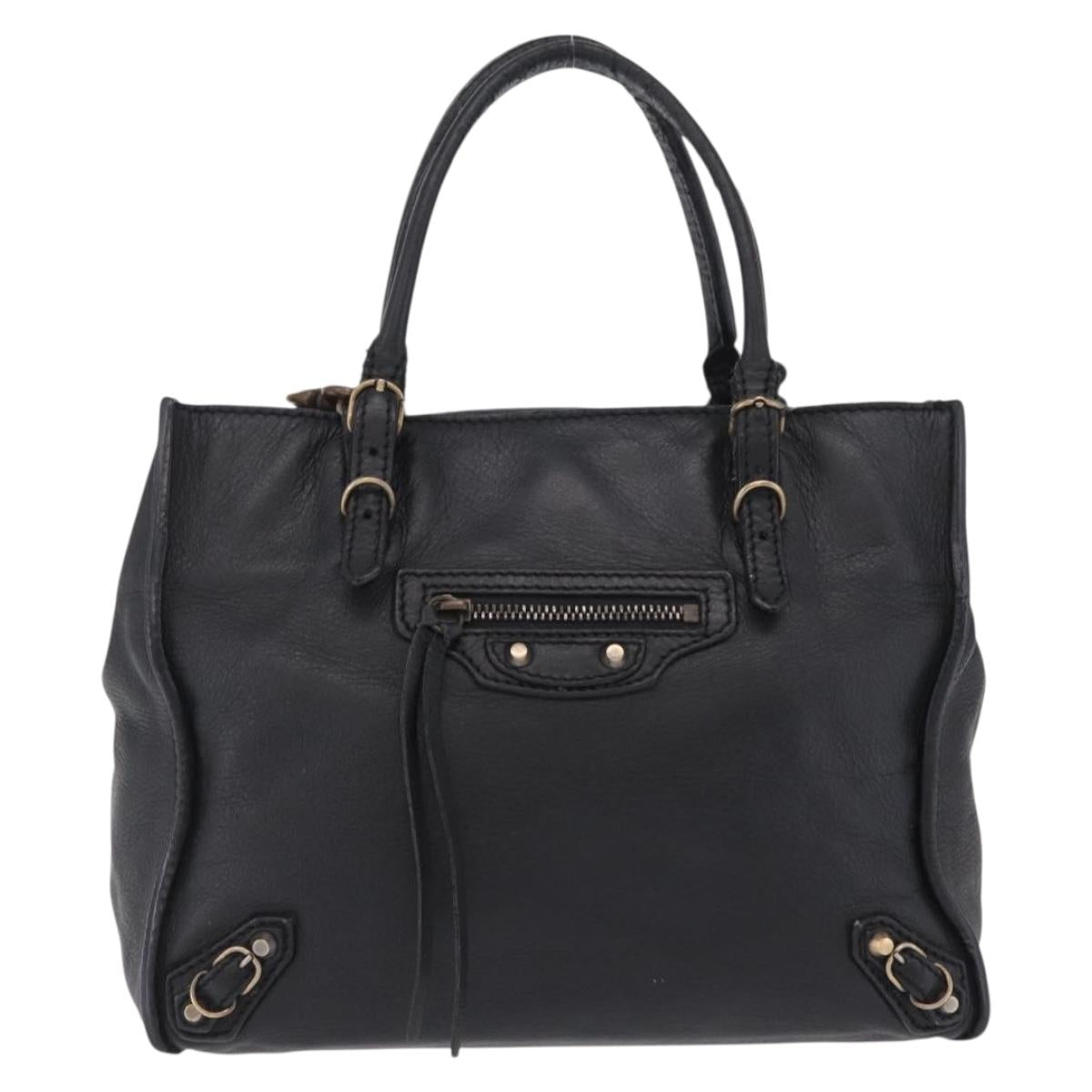 Balenciaga Black Leather Tote front