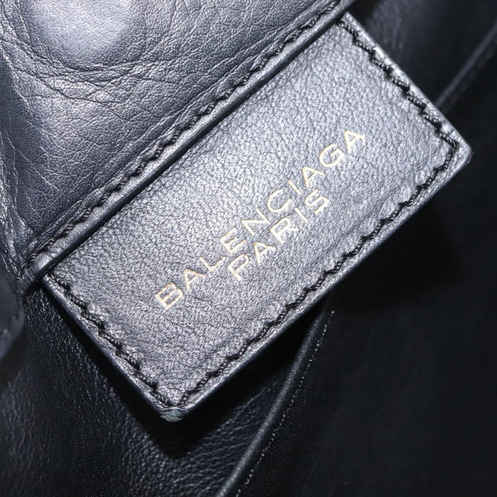 Balenciaga Black Leather Tote brand tag Balenciaga Paris