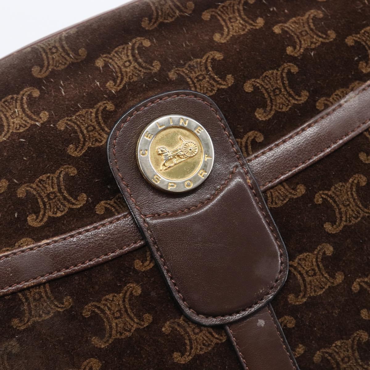 Celine Brown Suede Shoulder Bag hardware button Celine Sport