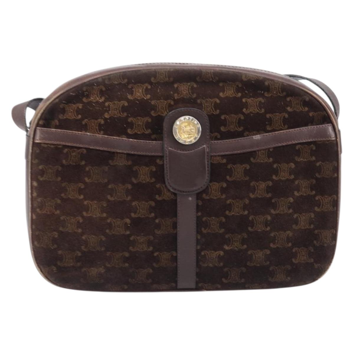 Celine Brown Suede Shoulder Bag front