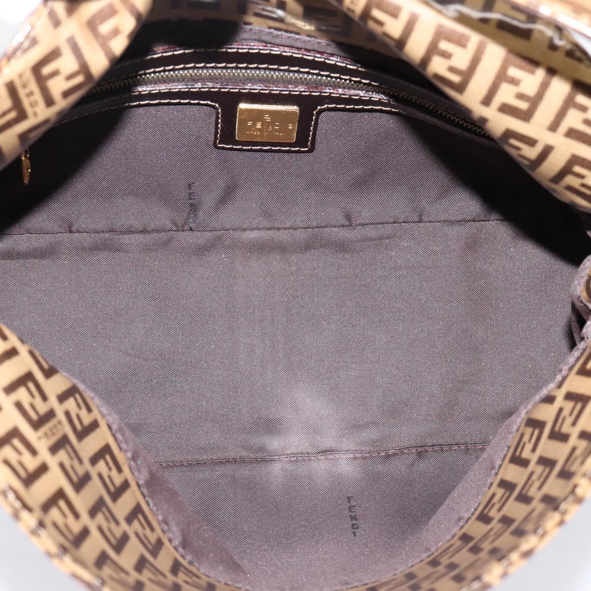 Fendi Brown Canvas Baguette interior