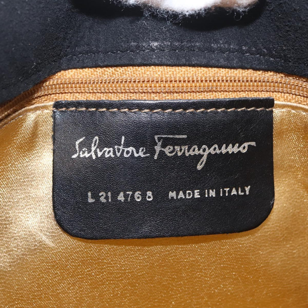 Salvatore Ferragamo Suede Shoulder Bag interior tag serial code made in Italy