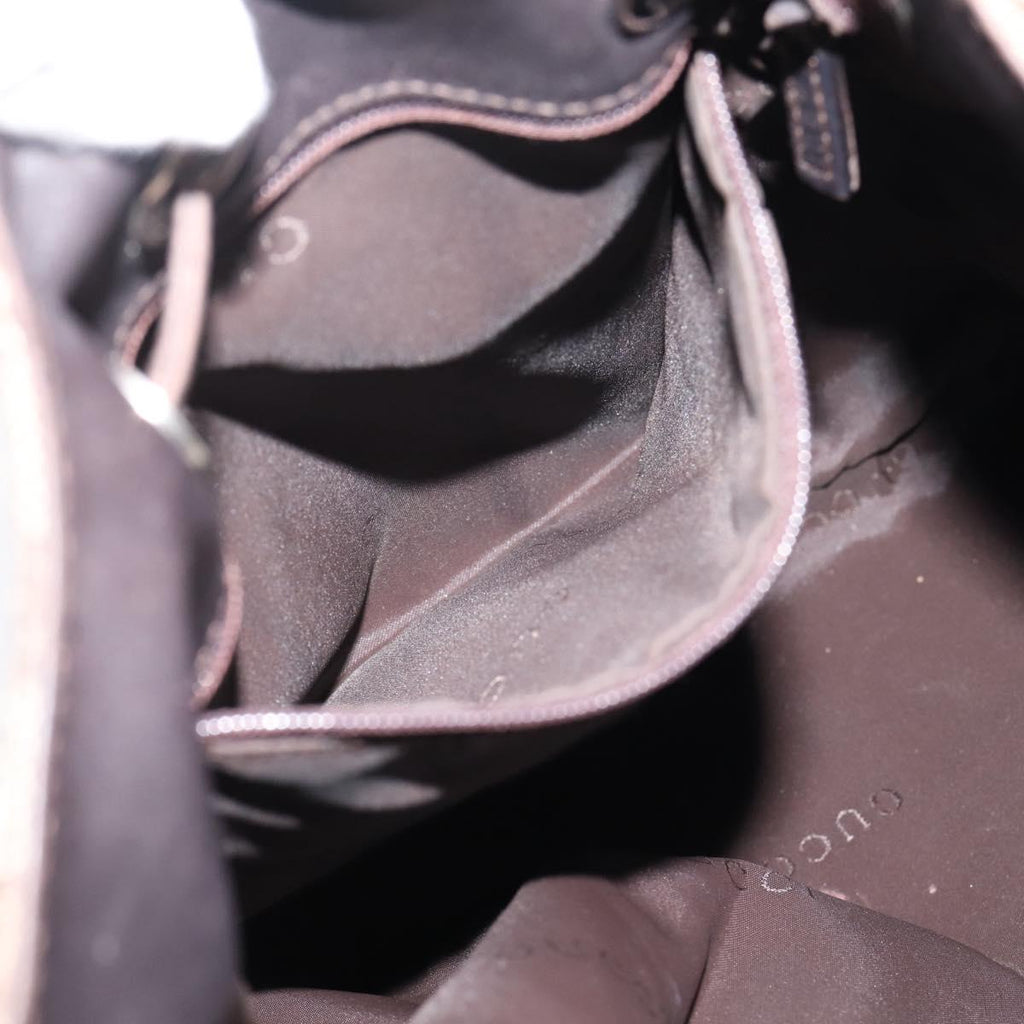 Gucci Brown Canvas Bucket Bag interior