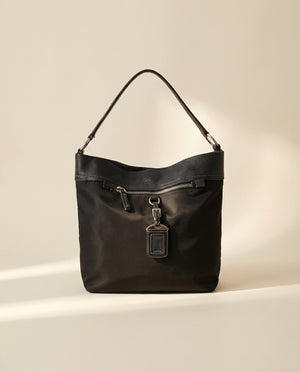 Prada Black Nylon and Leather Hobo Bag