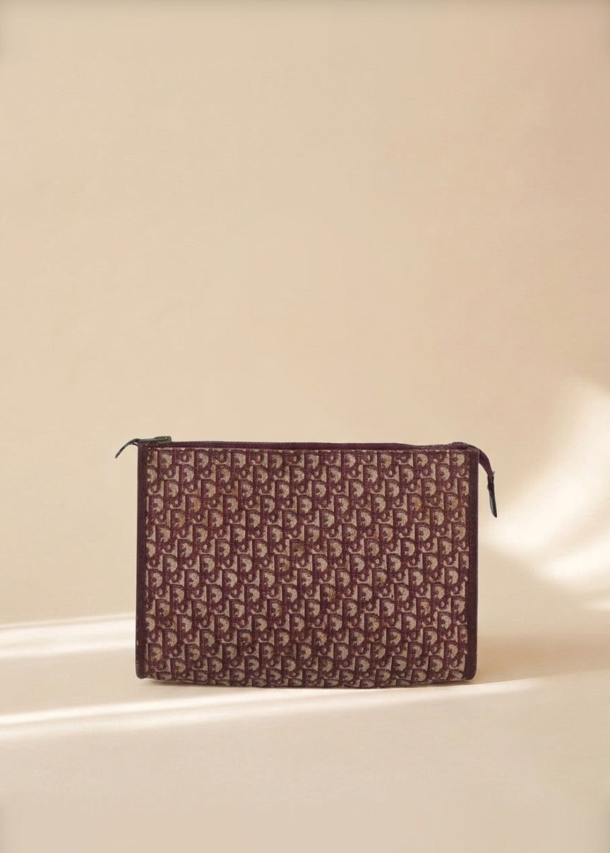 Dior Burgundy Oblique Canvas Clutch cover