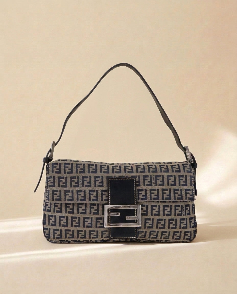 Fendi Navy Canvas Baguette