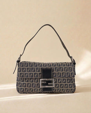 Fendi Navy Canvas Baguette