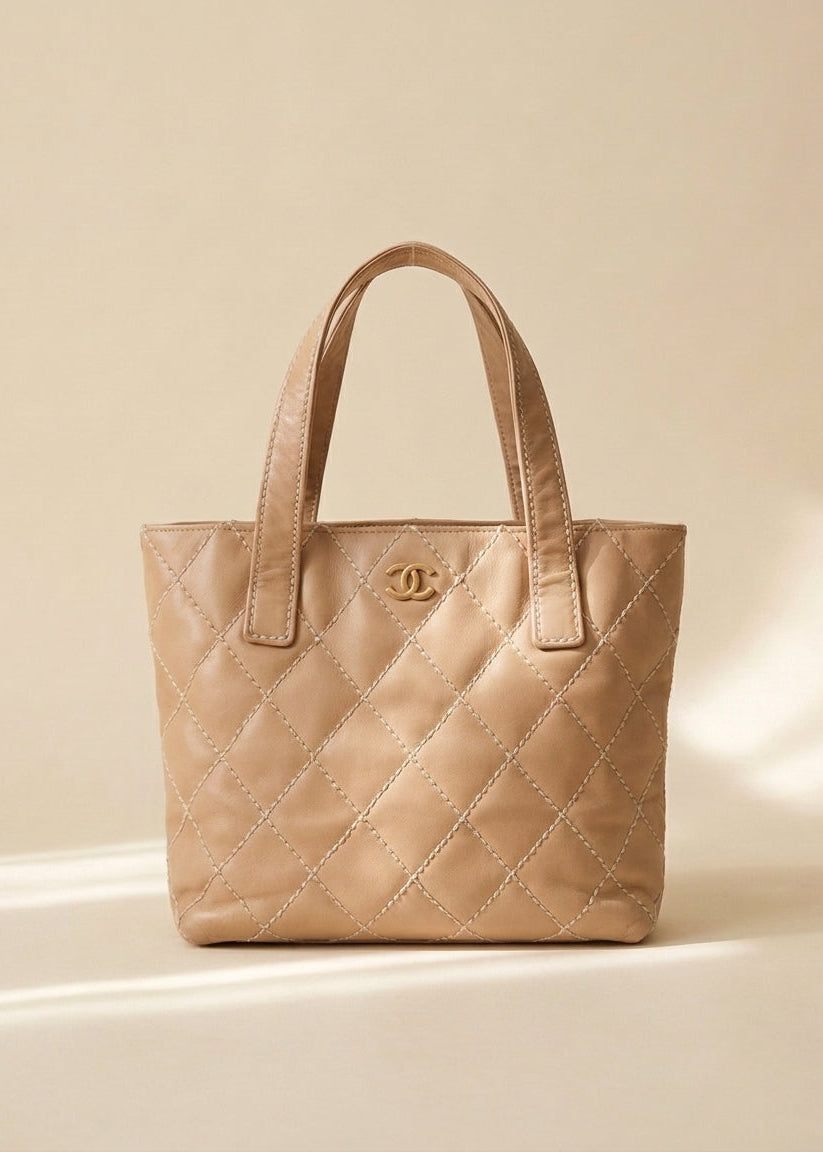 Chanel Tan Contrast Stitched Handbag