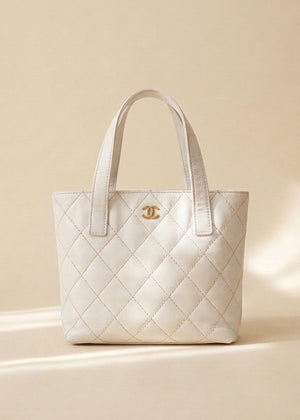 Chanel White Quilted Tote