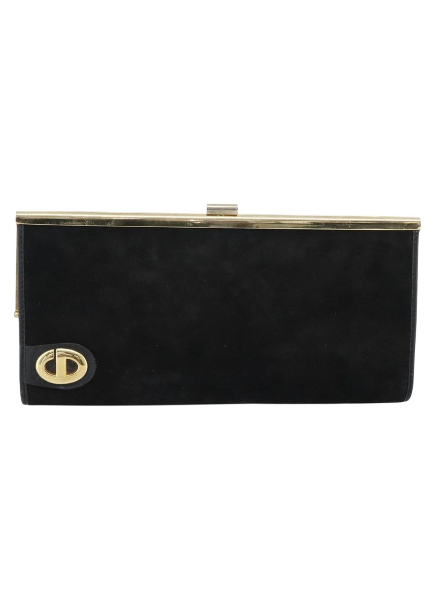 Dior Black Suede Snap Clutch