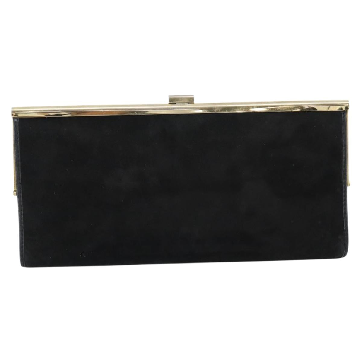 Dior Black Suede Snap Clutch